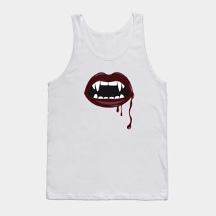 Gothic Dripping Red Lips With Fangs Tank Top